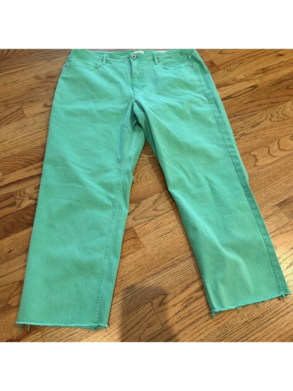 j.jill Denim Green High Rise Straight Leg Crop Jeans Size 14
